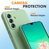 A close-up marketing image of a green phone case, highlighting its camera and screen protection features. Podgląd zdjęcia produktu