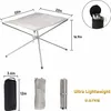 Collage of images showing a portable camping fire pit in use and its components, along with its dimensions and weight. Produktbild-Vorschau