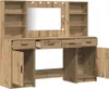 A wooden vanity table with a mirror and lights. Náhled obrázku produktu