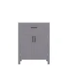 A grey bathroom cabinet with a white top and black handles, shown against a white background. Náhled obrázku produktu