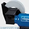 A close-up view of a wet grinder with a blue motor housing and a gray grinding stone. Produktbild-Vorschau