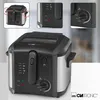 A collage of images showing a deep fryer from different angles and close-ups of its controls and indicators. Produktbild-Vorschau