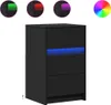 vidaXL Comodino con luci LED in legno nero Anteprima dell’immagine prodotto 2