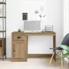 A home office desk setup with a computer, a pegboard, and a chair. Voir les images du produit