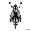 A front view of a black three-wheeled electric scooter against a white background. Produktbild-Vorschau