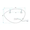 Diagram showing dimensions and mounting points for a mirror. Produktbild-Vorschau