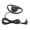 A black D-shaped ear hook headphone with a coiled cord and a 3.5mm jack. Produktbild-Vorschau