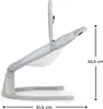 Side view of a gray and white baby bouncer with dimensions indicated. Produktbild-Vorschau