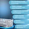 A pile of aluminum welding rods is shown on the left, with text boxes detailing product features on the right. Produktbild-Vorschau