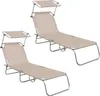 Two beige lounge chairs with adjustable canopies are shown against a white background. Produktbild-Vorschau