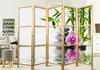 A room divider with a Japanese-inspired design featuring bamboo, stacked stones, and an orchid, set in a room with a stool and a patterned artwork. Podgląd zdjęcia produktu