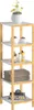 A five-tier bamboo shelf unit holding decorative items and towels. Anteprima dell’immagine prodotto