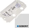 A white plastic plate with diagrams and text, likely a component or cover for a toilet cistern. Produktbild-Vorschau