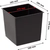 A black square planter insert with dimensions indicated by text and arrows. Náhľad obrázku produktu