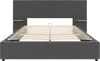 A bed frame with a headboard and integrated nightstands. Náhled obrázku produktu
