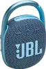 A blue JBL Clip 4 Eco portable Bluetooth speaker with a carabiner clip. Podgląd zdjęcia produktu