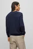 Hugo Boss Pullover V-Ausschnitt dunkelblau einfarbig Wolle Produktbild-Vorschau 3