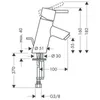 Technical drawing of a faucet with dimensions and specifications. Náhled obrázku produktu