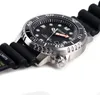 A close-up, angled view of a black and silver Citizen dive watch with a black rubber strap, set against a plain white background. Anteprima dell’immagine prodotto