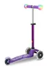 A purple three-wheeled scooter with light-up wheels and handlebars, shown against a white background. Produktbild-Vorschau