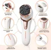A collage of images showcasing the features of an electric callus remover. Produktbild-Vorschau