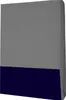 A folded fitted sheet with a gray top half and a navy blue bottom half. Náhled obrázku produktu