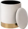 Hocker - Beige - Goldgelb - Ø 36 cm - Samtbezug - mit Produktbild-Vorschau 2