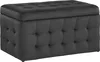 A black velvet storage ottoman with tufted detailing. Náhľad obrázku produktu