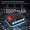 A close-up of a battery pack with LED lights, set against a digital circuit board background. Produktbild-Vorschau