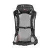 The back view of a black hiking backpack against a white background. Produktbild-Vorschau