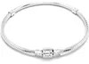 A silver Pandora snake chain bracelet with a cylindrical clasp is displayed against a white background. Produktbild-Vorschau