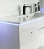 Badmöbel Set 90cm Weiß Hochglanz Keramik Becken runder LED Produktbild-Vorschau 4