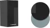 A black high-gloss wall cabinet and two overlapping circles of different shades of gray. Voir les images du produit