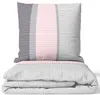 Mikrofaser Bettwäsche 155x220cm 2-teilig Set Grau Rosa Weiß Produktbild-Vorschau 1