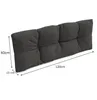 A dark gray tufted cushion with dimensions indicated by measurement lines and text. Voir les images du produit