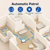A diagram showing a robot moving through a house, illustrating its automatic patrol feature. Náhled obrázku produktu