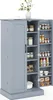 A gray pantry cabinet with its doors open, displaying various food items and containers on shelves. Anteprima dell’immagine prodotto