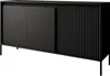 A black sideboard with two doors and three drawers, shown against a white background.