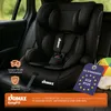 A black car seat is installed in the back seat of a car. Produktbild-Vorschau