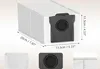 A collage of images showing a vacuum cleaner dust bag and its components, with dimensions indicated. Anteprima dell’immagine prodotto