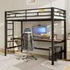 okwish Hochbett（90 x 200 cm）Einzelbett，Metallbett mit  Produktbild-Vorschau 5