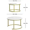Couchtisch Rund 2er Set, Wohnzimmertisch Gold Metall, Produktbild-Vorschau 3