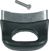A black pot handle with a silver metal attachment and a separate screw. Produktbild-Vorschau