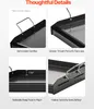 Collage of four close-up images highlighting features of a flat grill plate. Produktbild-Vorschau