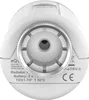 Close-up view of a white smart radiator valve with text and regulatory markings. Anteprima dell’immagine prodotto