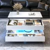Merax Höhenverstellbarer Couchtisch mit LED, Hochglanz Produktbild-Vorschau 5