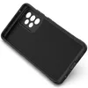 The back of a black smartphone case is shown at an angle against a white background. The case has a cutout for the camera lenses and a raised circular emblem with icons inside. Produktbild-Vorschau