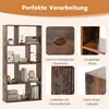 A collage of images showcasing a brown wooden bookshelf and close-ups of its features. Podgląd zdjęcia produktu