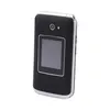 A black flip phone with silver trim is shown against a white background. Produktbild-Vorschau