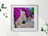 Straße mit Blumen auf Capri, Italien– Wandbild mit Rahmen – Produktbild-Vorschau 2